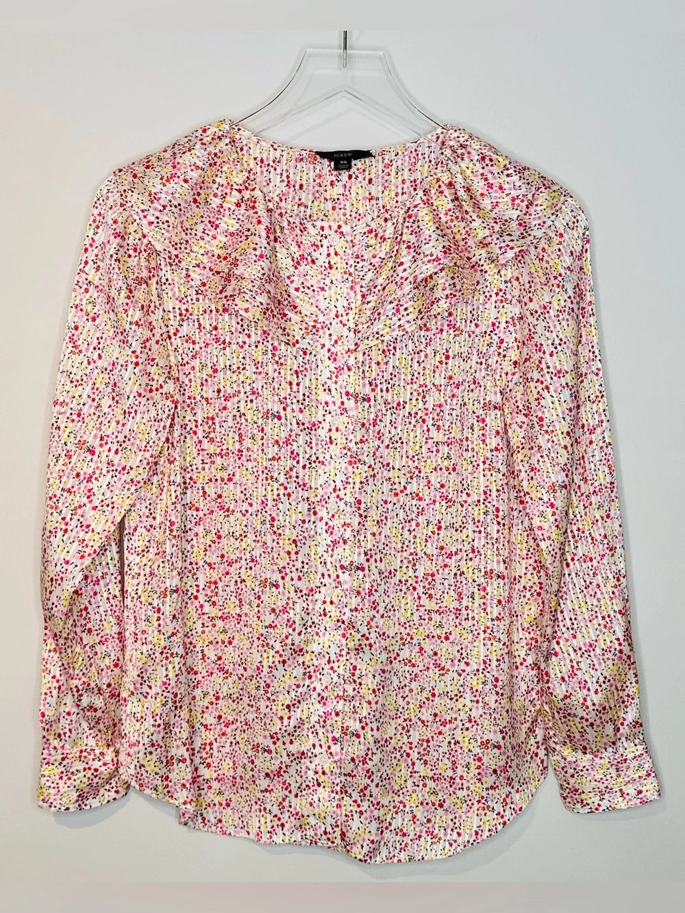 J.Crew Ruffle Field Day Floral Print Ivory Pink Blouse Shirt Top NWT